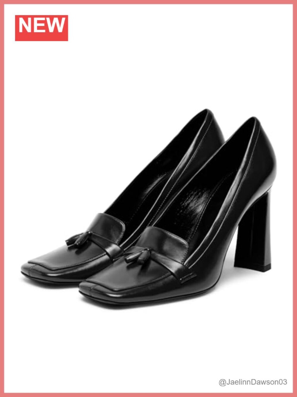Women's Square Toe Tassel Loafers Chunky Block Heel Pumps Closed Toe Comfort